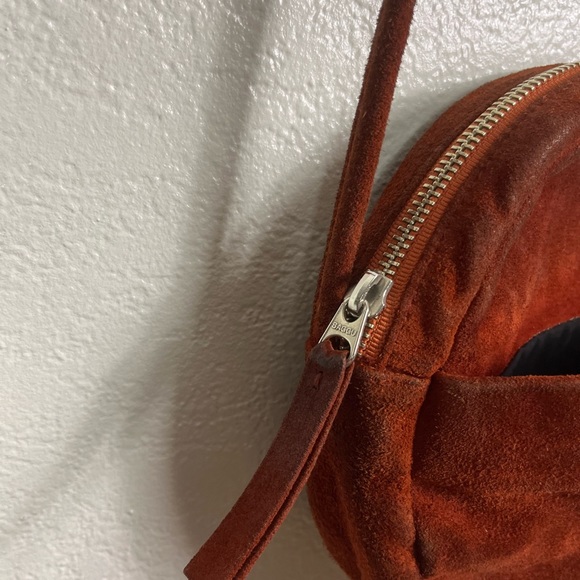 Baggu Natural Milled Leather Circle Round Long Shoulder Crossbody Bag purse - Picture 4 of 14